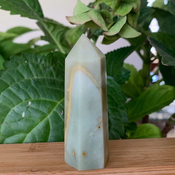 green calcite crystal tower obelisk wand Accents 3 Green Calcite